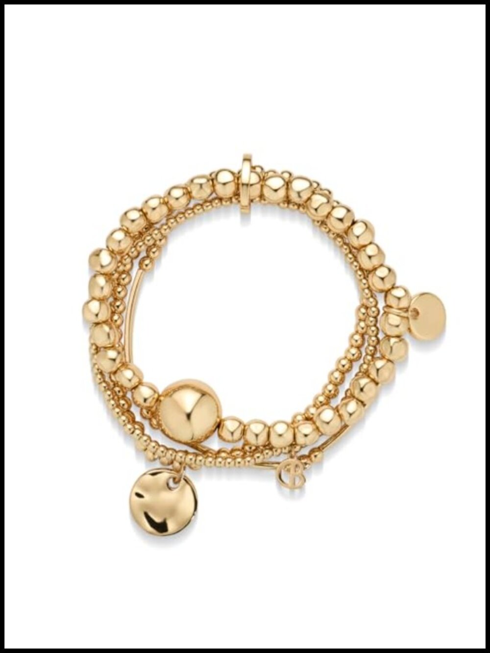 4 Layer Stretch Bracelets Women Gold Tone Disc Ball Charms